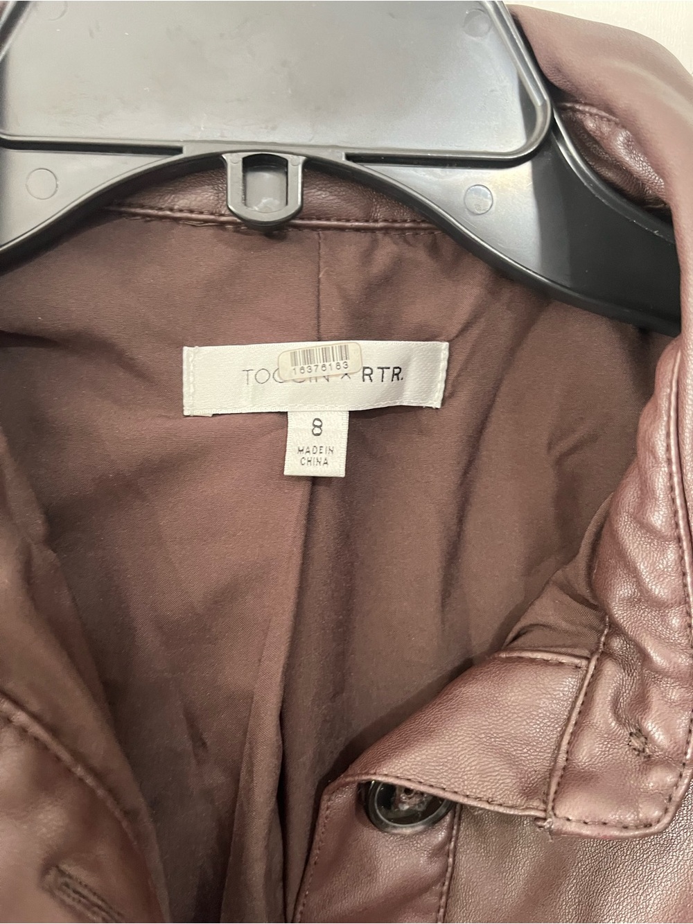 Puff-Sleeve Faux Leather Mini Dress in Dark Brown - Picture 8 of 8